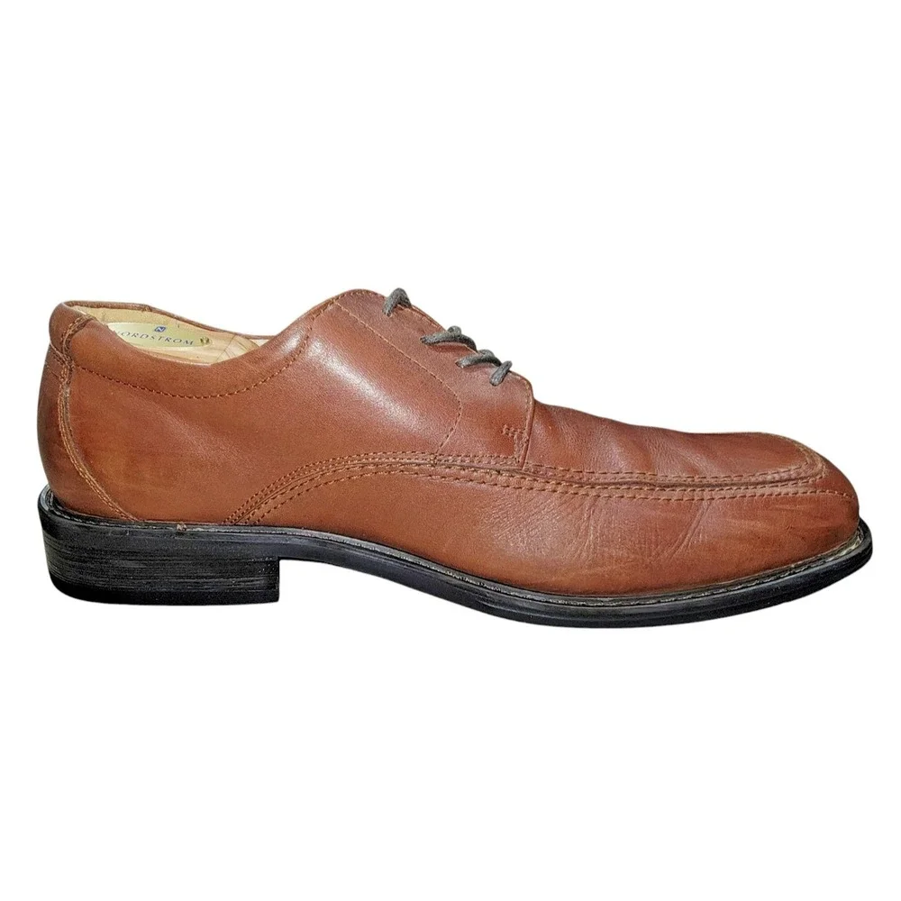 G. H. Bass Hopkins Mens Brown Leather Lace Up Oxfords Square Toe Shoes Size 13 M